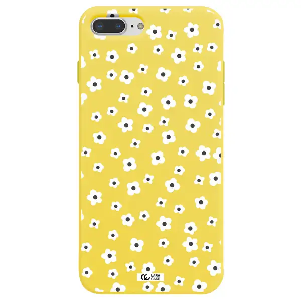 Five Petal White Flower Apple iPhone 7 plus Silicone canary yellow Case
