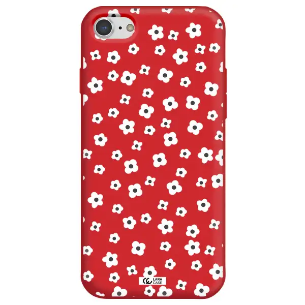 Five Petal White Flower Apple iPhone 7 Silicone Imperial Red Case