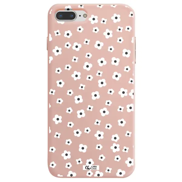 Five Petal White Flower Apple iPhone 8 plus Silicone pastel pink Case