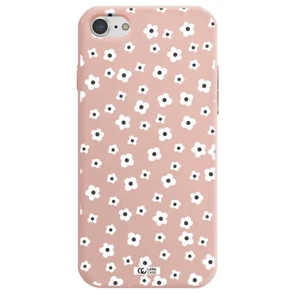 Five Petal White Flower Apple iPhone 8 Silicone pastel pink Case