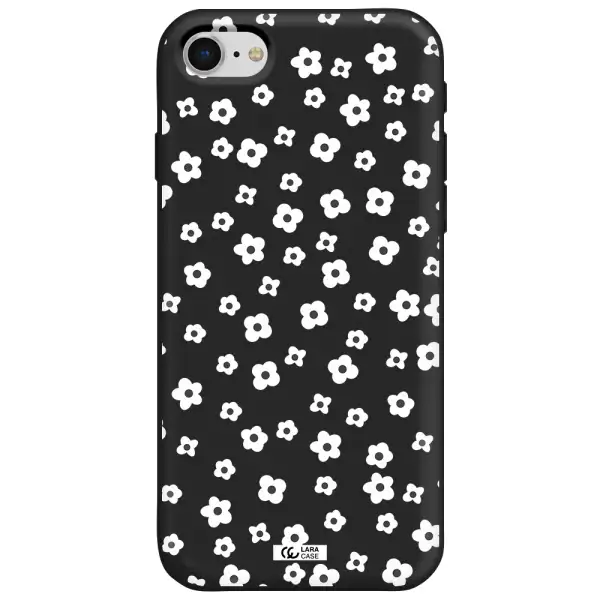 Five Petal White Flower Apple iPhone se 2020 Silicone black Case