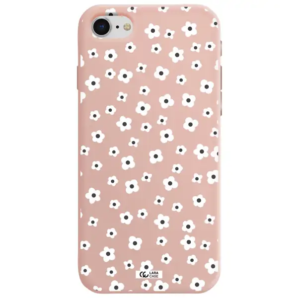 Five Petal White Flower Apple iPhone se 2020 Silicone pastel pink Case