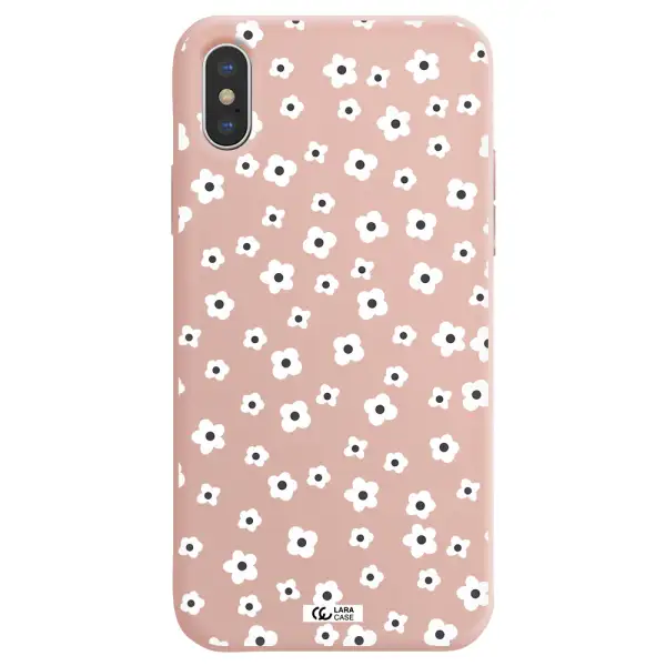 Five Petal White Flower Apple iPhone X Silicone pastel pink Case
