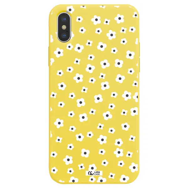 Five Petal White Flower Apple iPhone XS max Silicone canary yellow Case