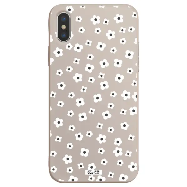 Five Petal White Flower Apple iPhone XS Silicone Stone Case