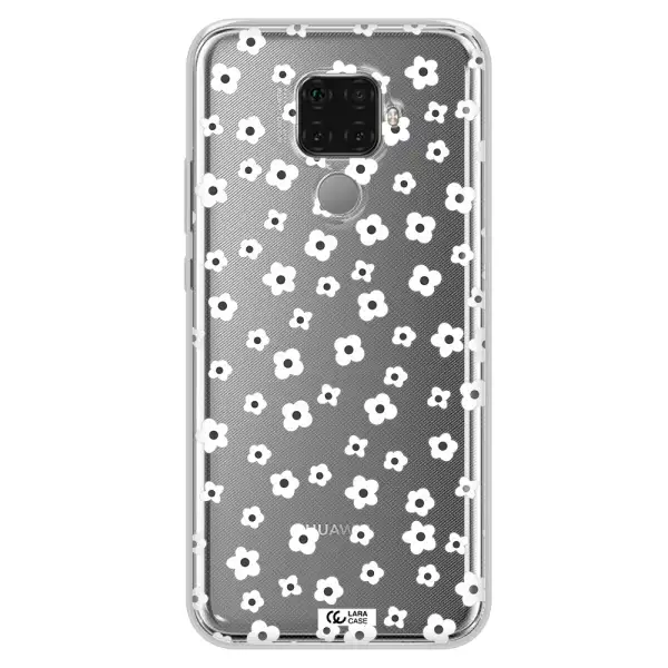 Five Petal White Flower Huawei Mate 30 Lite Clear TPU Case