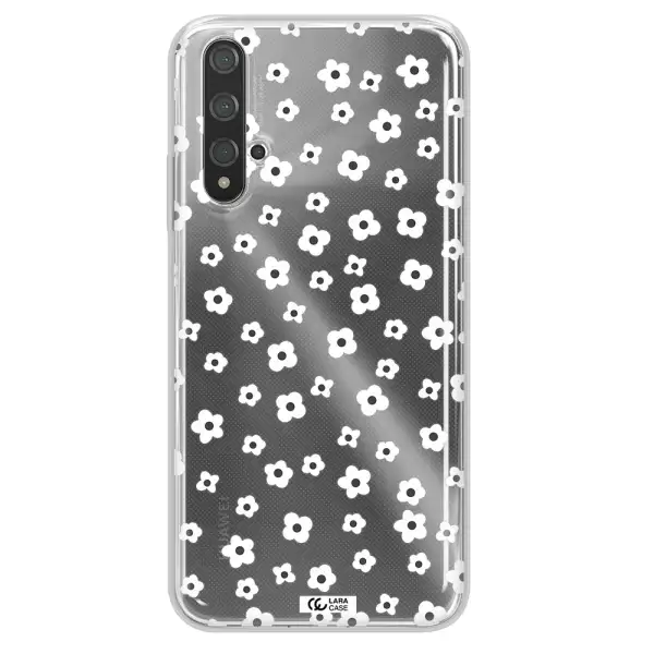 Five Petal White Flower Huawei Nova 5t Clear TPU Case
