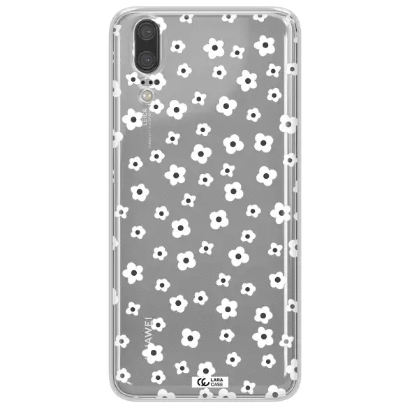 Five Petal White Flower Huawei P20 Clear TPU Case