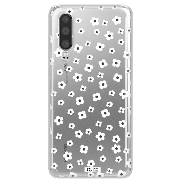 Five Petal White Flower Huawei P30 Clear TPU Case
