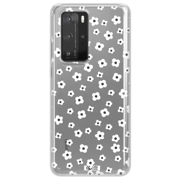 Five Petal White Flower Huawei P40 Pro Clear TPU Case
