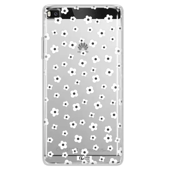 Five Petal White Flower Huawei P8 Clear TPU Case