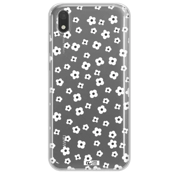 Five Petal White Flower Huawei Y5 2019 Clear TPU Case
