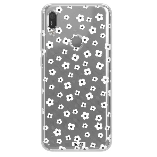 Five Petal White Flower Huawei Y6 2019 Clear TPU Case