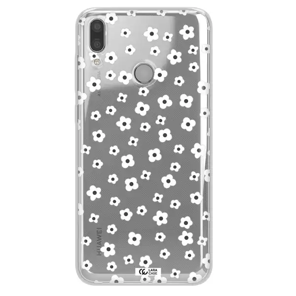 Five Petal White Flower Huawei Y7 2019 Clear TPU Case