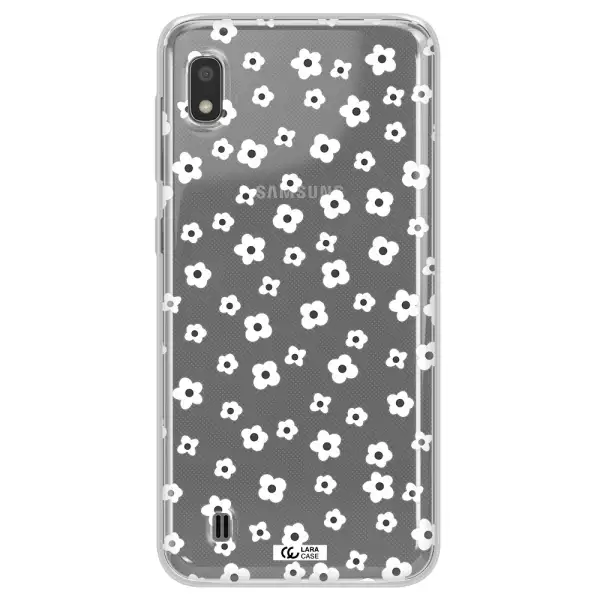 Five Petal White Flower Samsung A10 Clear TPU Case