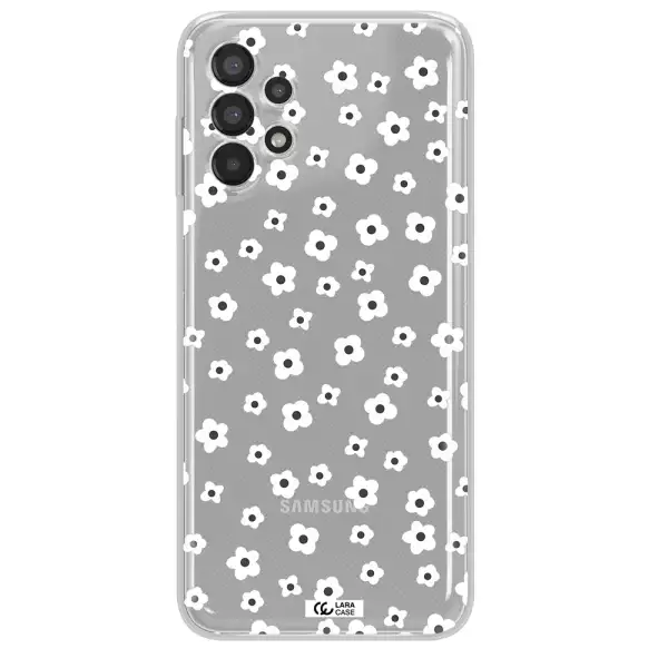 Five Petal White Flower Samsung A13 Clear TPU Case