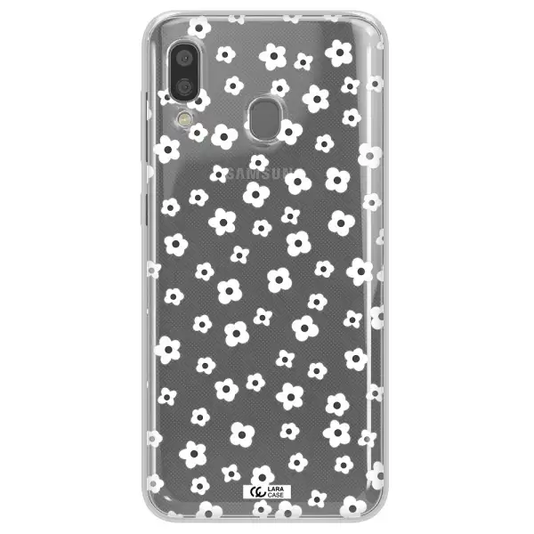 Five Petal White Flower Samsung A20 Clear TPU Case