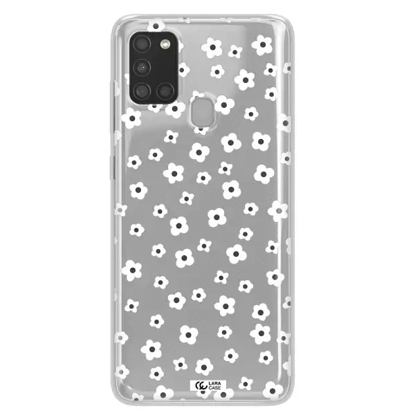 Five Petal White Flower Samsung A21S Clear TPU Case