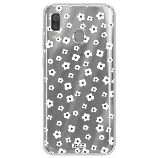 Five Petal White Flower Samsung A30 Clear TPU Case