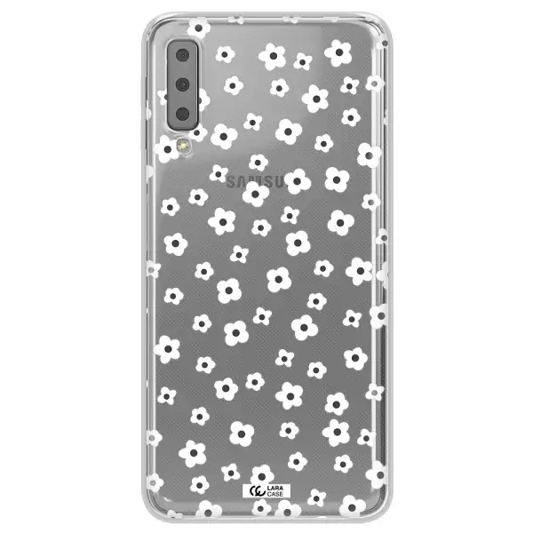 Five Petal White Flower Samsung A7 2018 Clear TPU Case