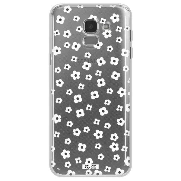 Five Petal White Flower Samsung J6 Clear TPU Case