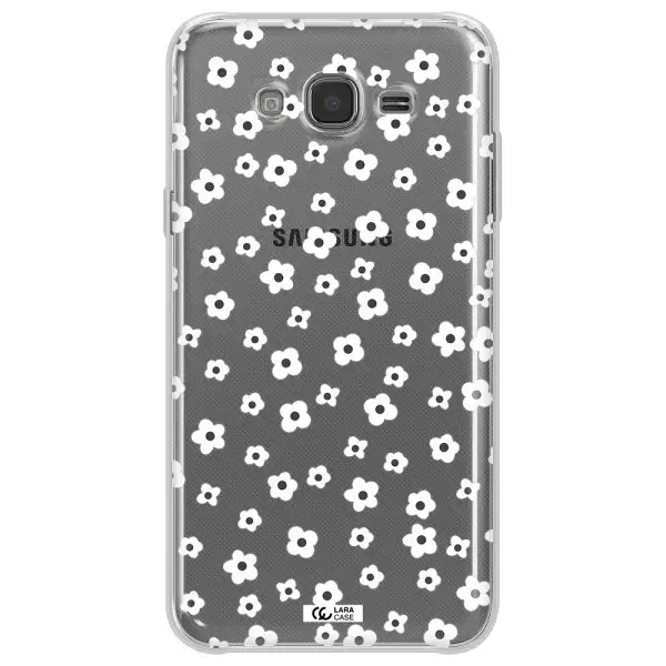 Five Petal White Flower Samsung J7 2015 Clear TPU Case
