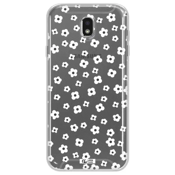 Five Petal White Flower Samsung J7 Pro Clear TPU Case