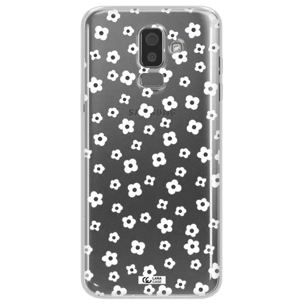 Five Petal White Flower Samsung J8 Clear TPU Case