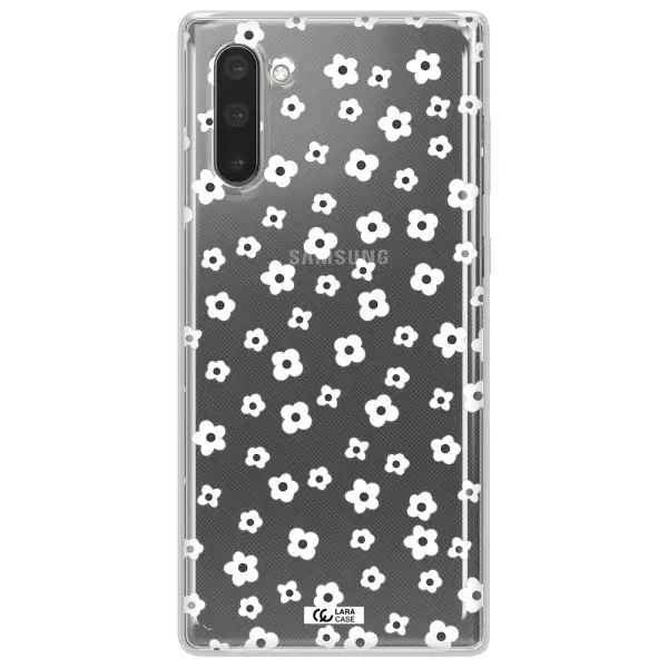 Five Petal White Flower Samsung Note 10 Clear TPU Case