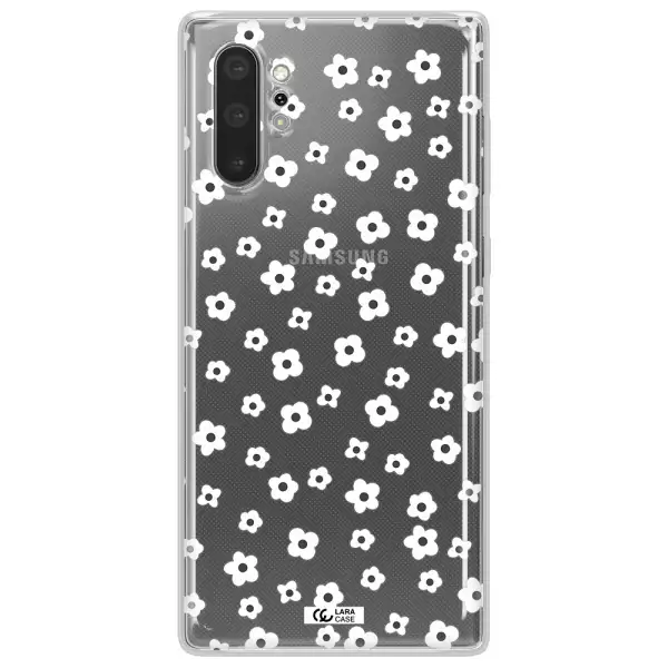 Five Petal White Flower Samsung Note 10 Plus Clear TPU Case
