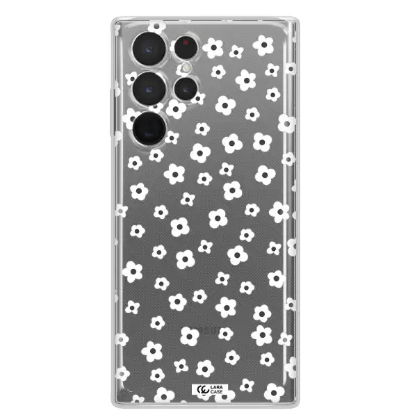 Five Petal White Flower Samsung S 22 Ultra Clear TPU Case