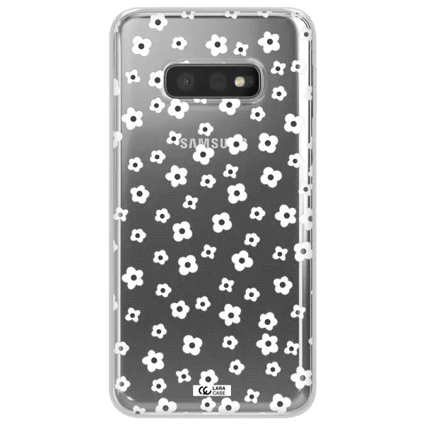 Five Petal White Flower Samsung S10e Clear TPU Case
