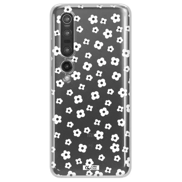 Five Petal White Flower Xiaomi Mi 10 Pro Clear TPU Case