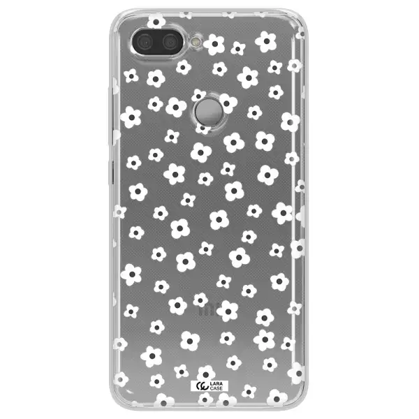 Five Petal White Flower Xiaomi Mi 8 Lite Clear TPU Case