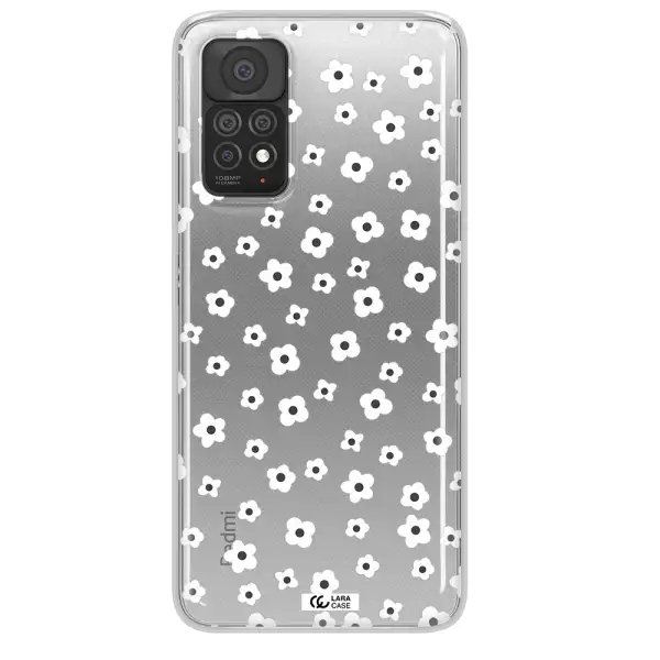 Five Petal White Flower Xiaomi Note 11 Pro Clear TPU Case