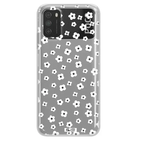 Five Petal White Flower Xiaomi Poco M3 Clear TPU Case