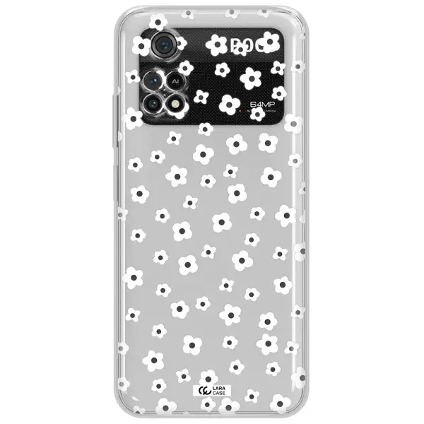 Five Petal White Flower Xiaomi Poco M4 Pro 4G Clear Tpu Case