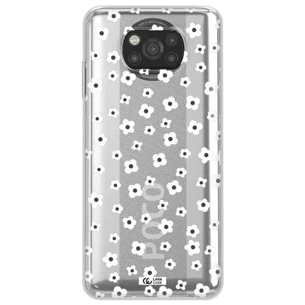 Five Petal White Flower Xiaomi Poco X3 Clear TPU Case