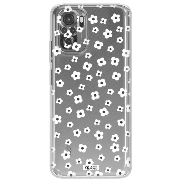 Five Petal White Flower Xiaomi Redmi Note 10S Clear Tpu Case