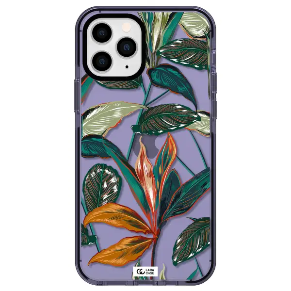 Colorful Tropical Leaves Apple iPhone 11 pro max impact Lilac Case