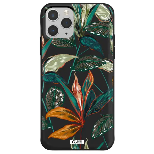 Colorful Tropical Leaves Apple iPhone 11 pro Silicone black Case