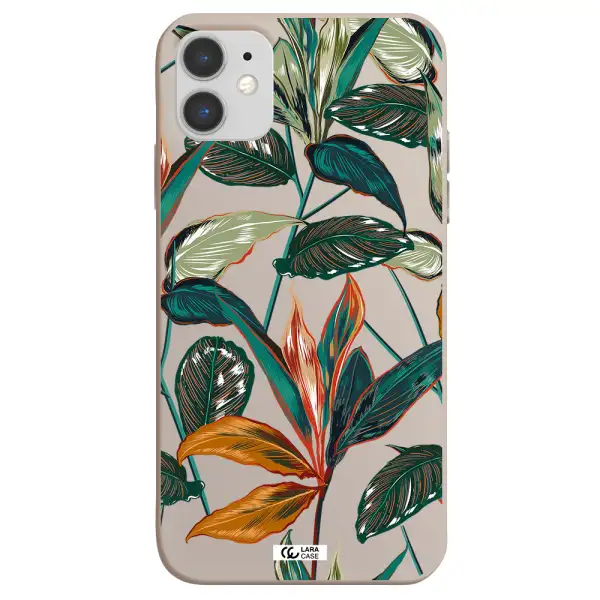 Colorful Tropical Leaves Apple iPhone 11 Silicone Stone Case