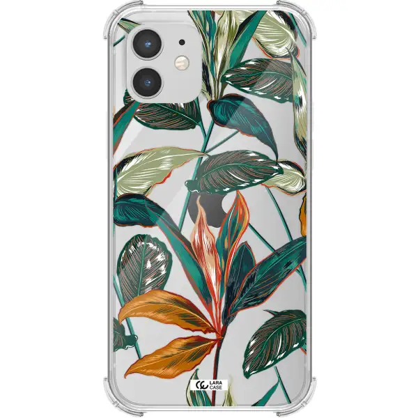 Colorful Tropical Leaves Apple iPhone 12 Clear PC Case