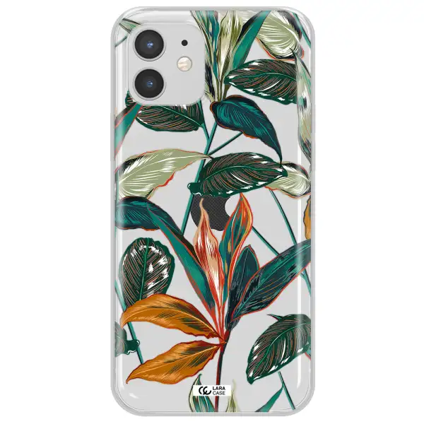 Colorful Tropical Leaves Apple iPhone 12 Clear TPU Case