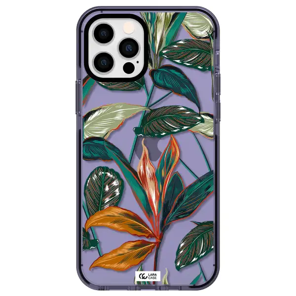 Colorful Tropical Leaves Apple iPhone 12 pro impact Lilac Case
