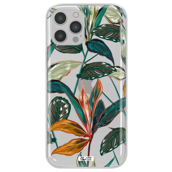 Colorful Tropical Leaves Apple iPhone 12 pro max Clear TPU Case