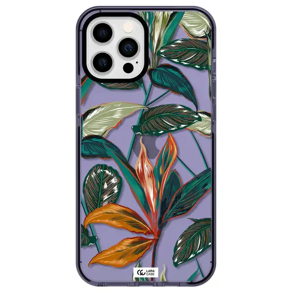 Colorful Tropical Leaves Apple iPhone 12 pro max impact Lilac Case