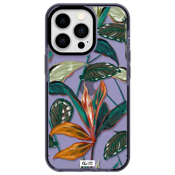 Colorful Tropical Leaves Apple iPhone 13 Pro impact Lilac Case
