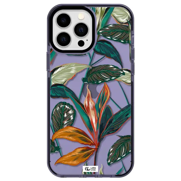 Colorful Tropical Leaves Apple iPhone 13 Pro Max impact Lilac Case