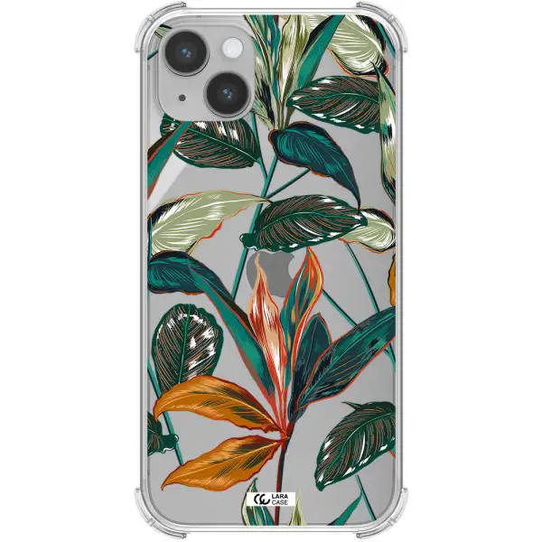 Colorful Tropical Leaves Apple iPhone 14 plus Clear PC Case